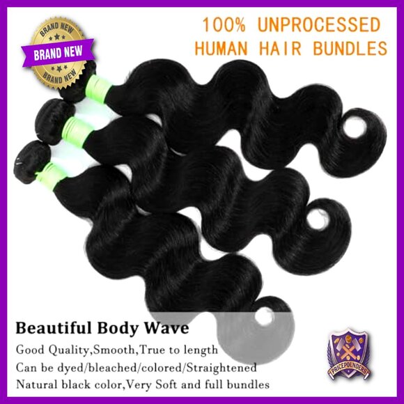 Body Wave Human Hair Extensions 3 Bundles 18-22 Inch Brazilian Virgin Hair